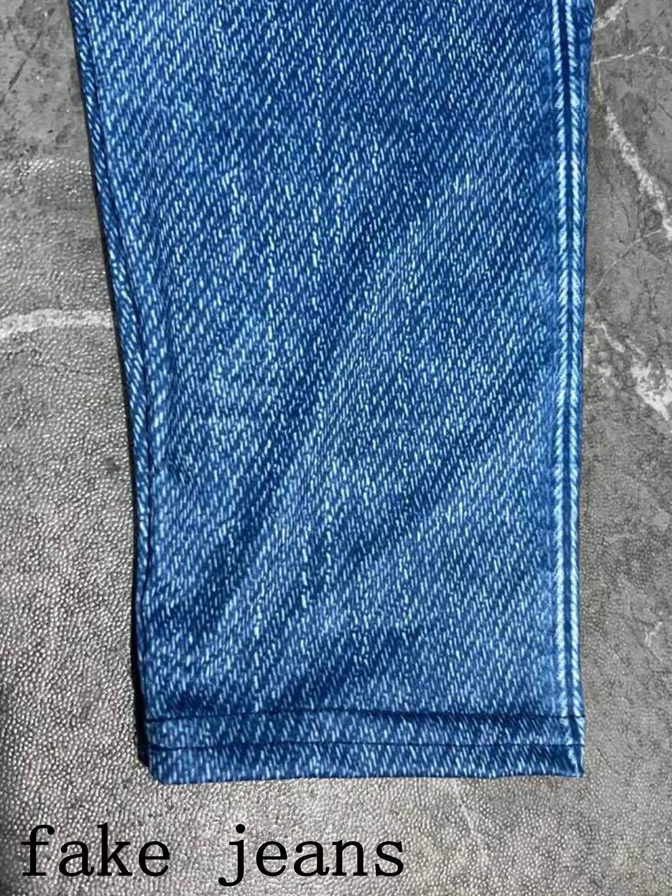 Plus Size Denim-Effect Print High Waist Leggings, Casual Stretchy Skinny Pants for Daily Outdoor Wear, Women's Bottoms for Spring & Fall