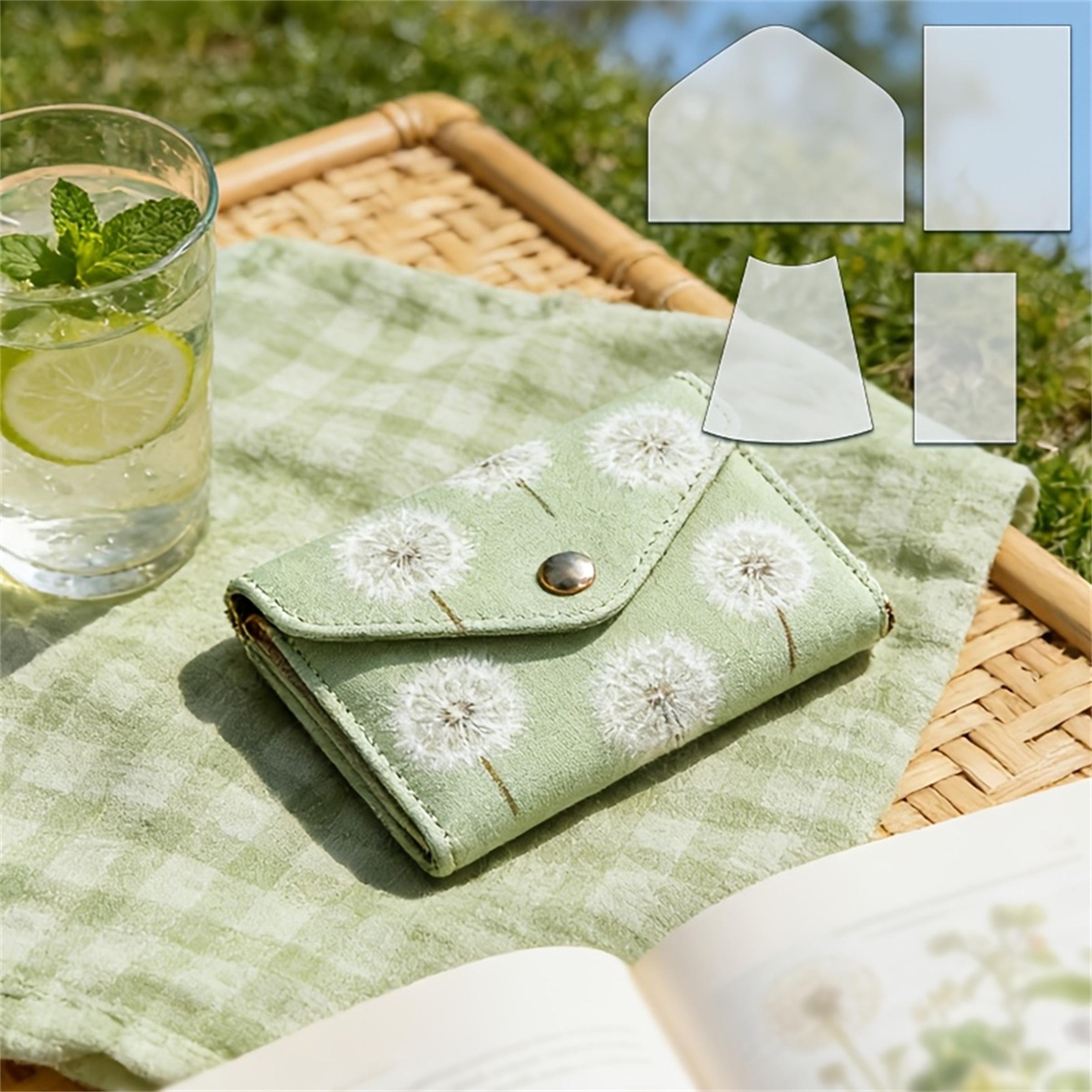 4pcs Multi-Layer Card Storage Bag Sewing Template DIY Clutch Bag Sewing Pattern Quilting Template Reusable Transparent PET Craft Pattern Template Sewing Supplies Accessories Precision Measuring Marking Pattern Guide Tool