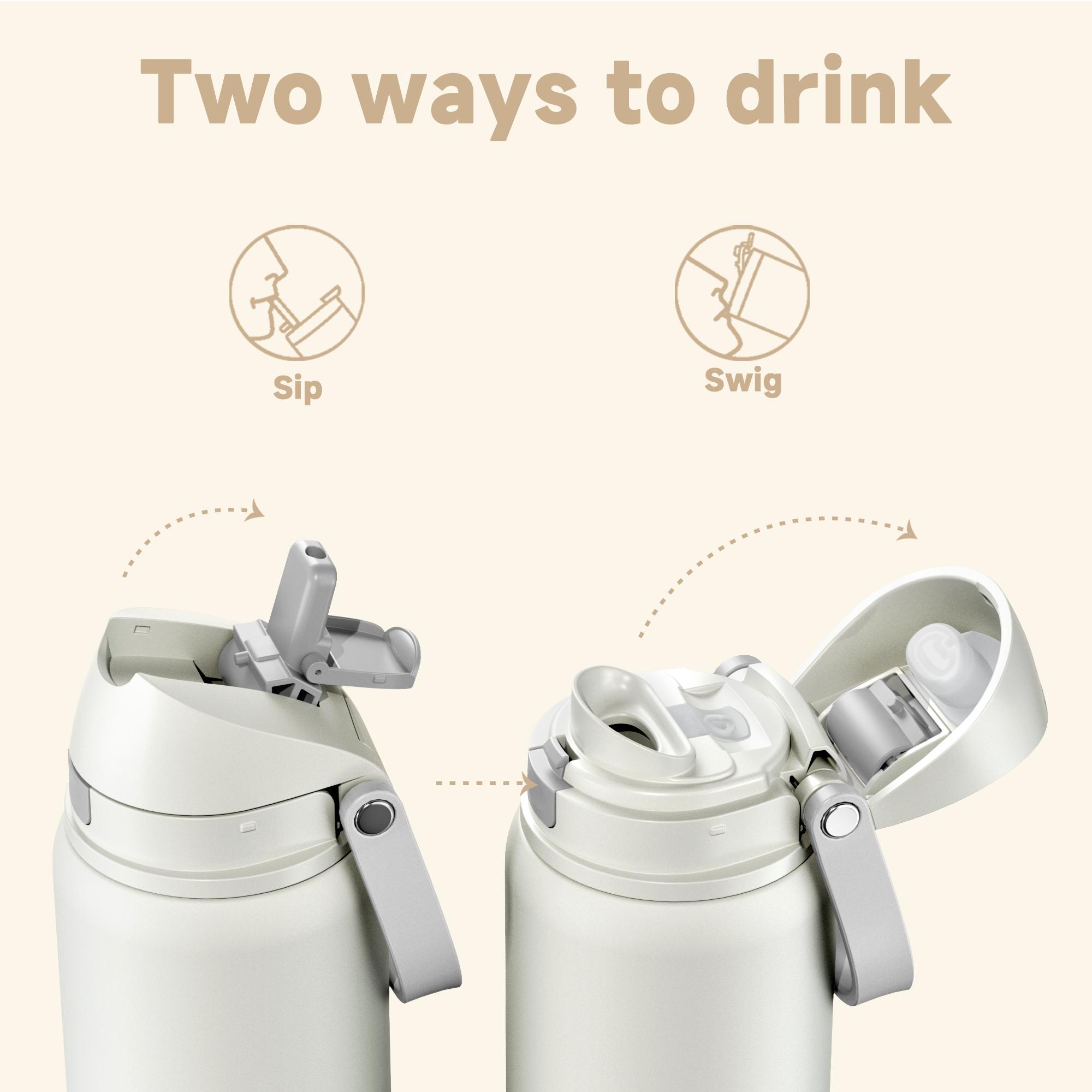 Double-mouth Handle Tumbler, Stainless Steel Insulated Water Bottle, Summer Cool Bottle Drinking Cup for Sports, Outdoor Travel, Office, School, Drinkware, Leakproof Insulated Tumbler #TOP PICKS