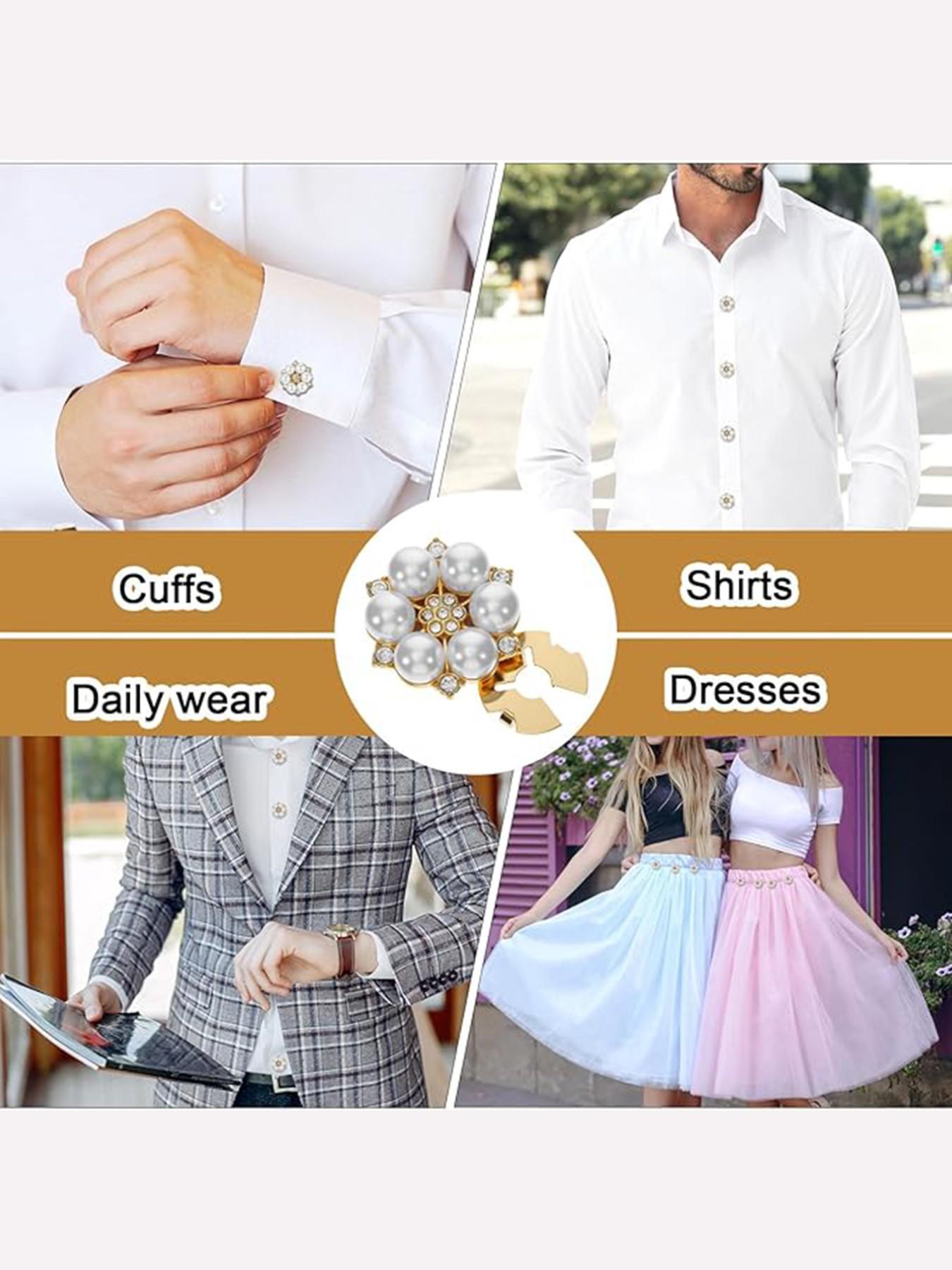 Elegant Imitation Pearl Button Set, Crystal Lapel Buttons, Dress-Up Accessories, Perfect for Holidays & Gifts