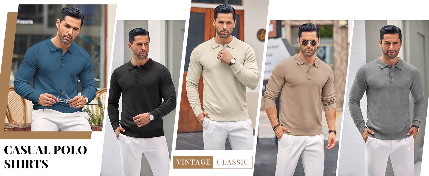 COOFANDY Mens Wool Knit Polo Shirts Casual Long Sleeve Classic Polo Shirts Button Down Golf Shirts Fathersdaygift Soft COOFANDY Mens Wool Knit Polo Shirts Casual Long Sleeve Classic Polo Shirts Button Down Golf Shirts Fathersdaygift Soft