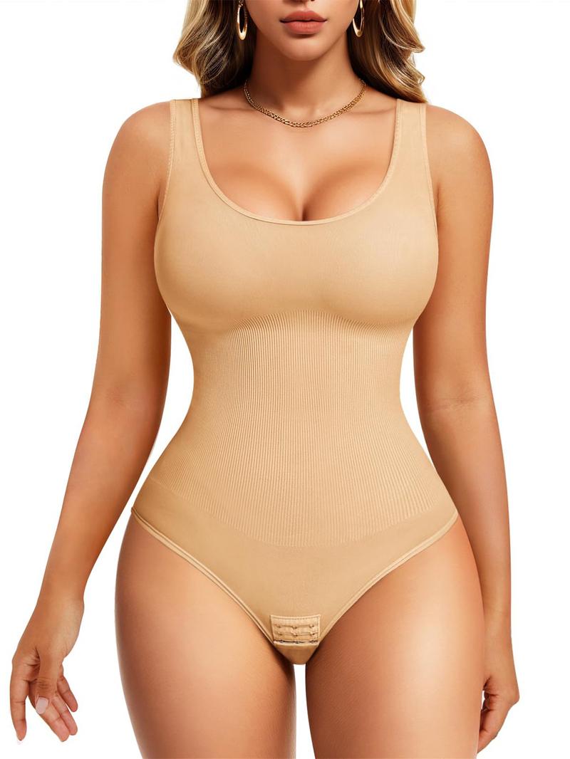 Women's Solid Color High Stretch Shapewear Bodysuit, Tummy Control Butt Lifting Shaper Bodysuit, Women's Shapewear for Daily Wear, Seamless Compression Body