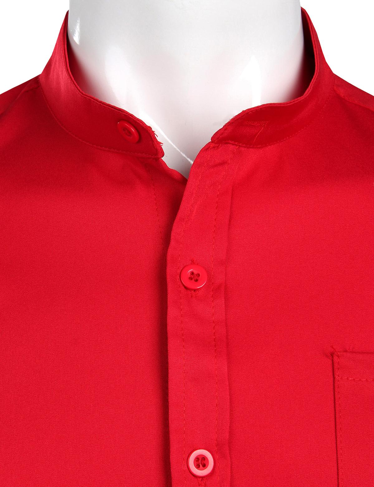 ZEROYAA Men's Banded Collar Slim Fit Long Sleeve Casual Button Down Dress Shirts with Pocket Breathable Polyester Top Black Color Menswear Beige - Fabric