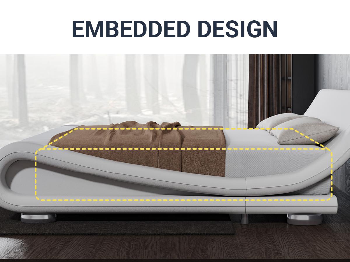 Allewie Full/Queen/King Size Bed Frame with Ergonomic & Adjustable Headboard, 【Frame Only No Mattress】Low Profile Modern Upholstered Platform Sleigh Design -  No Box Spring Required, Grey/Black/White,#TikTokShopBlackFriday #Christmas Gifts