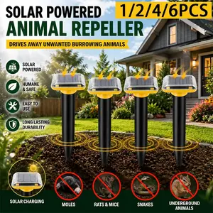 Solar Animal Repeller, Ultrasonic Vibration Mouse Snake Deterrent, Electronic Pest Repellent, Rodent Repellent, Solar Rechargeable, Home Pest Control, 1/2/4/6pcs, Non-Battery Included