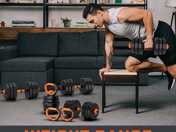Bearbro 44lb/66lb/88lb 4-in-1 Adjustable Dumbbells Set Free Weight Set with Connector Used as Barbell, Kettlebells, Push up Stand, Fitness Exercises for Home Gym Suitable Men/Women,dealsforyoudays