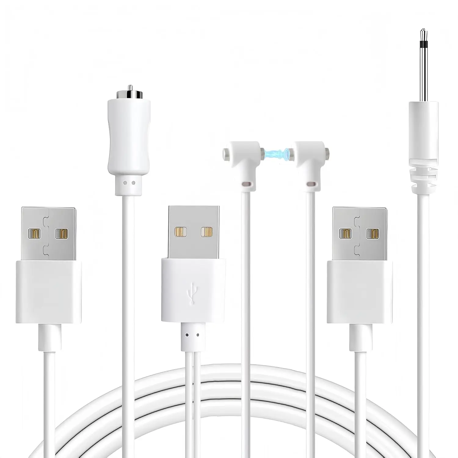 3 Pack-     for Massagers, 82cm USB-A  2 Pin 5-20mm Adjustable   + 2.5 mm DC In-Line Charger + 6mm 1 Pin   Charger