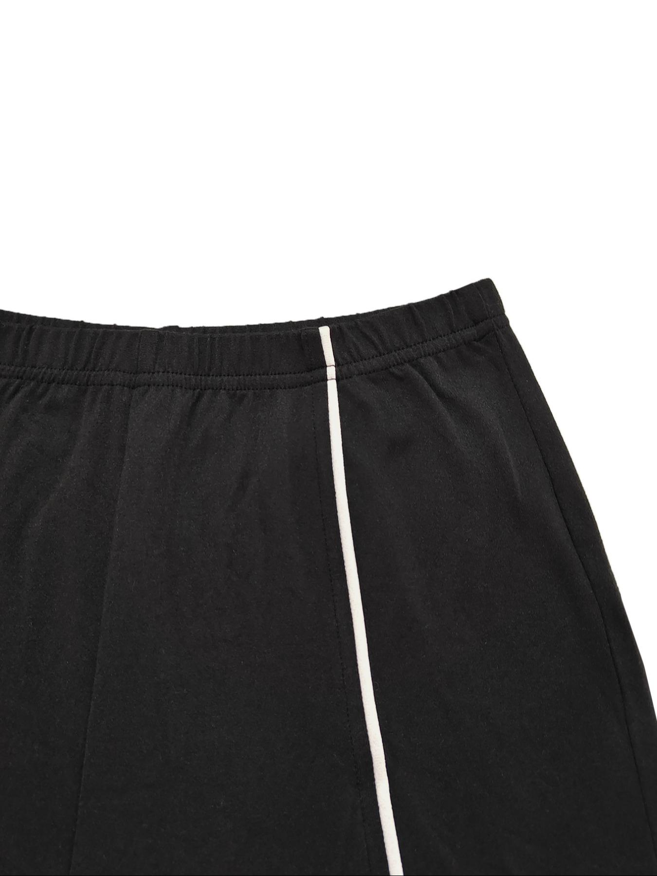 Women's Fashion New Round Neck Solid Color Patch Long Sleeve Top & Pants Set, Two-Piece for Casual Wear