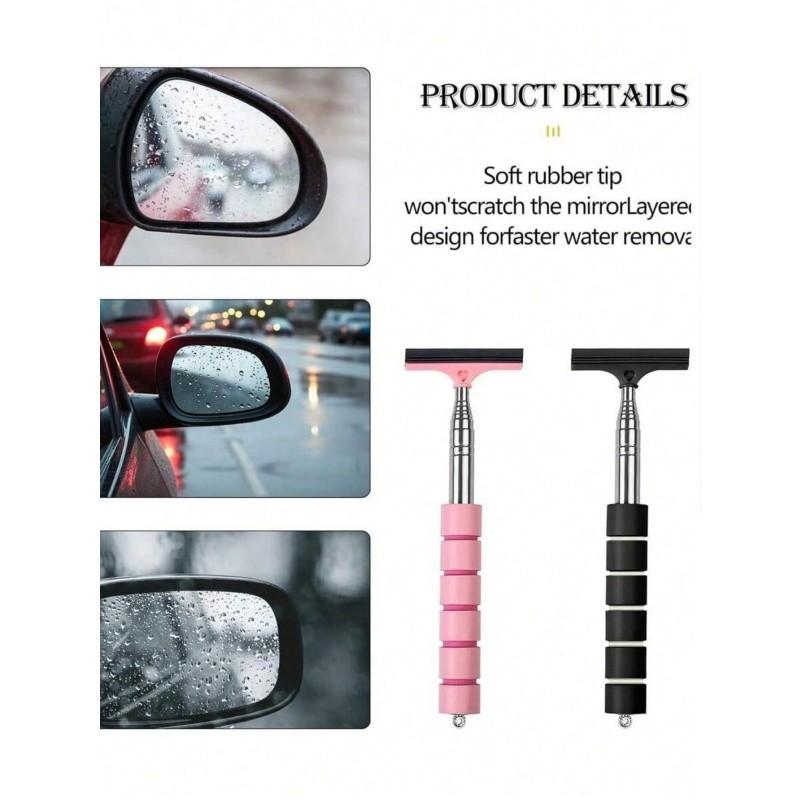 1pc Extendable Windshield Cleaner, Portable Car Mirror Scraper, Raindrop Remover, Side View Mirror Blade, Rearview Mirror Scrubber