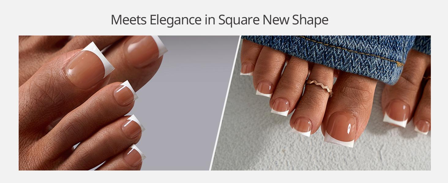 btartboxnails XCOATTIPS Toe Nail Tips - Product only 160pcs  Real Square Brown French Tip Short Toenail Press Ons Fit for Short & Extra Short Toenails Bed,Soft Gel Toe Nail Tips for Women