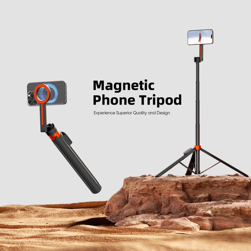 Weilisi Magnetic Selfie Stick Tripod for iPhone with Remote, 65" Phone Tripod for Video Recording, Selfie Stick Tripod for iPhone 11~16 Series and Android Phones(Inclueded Metal Ring)