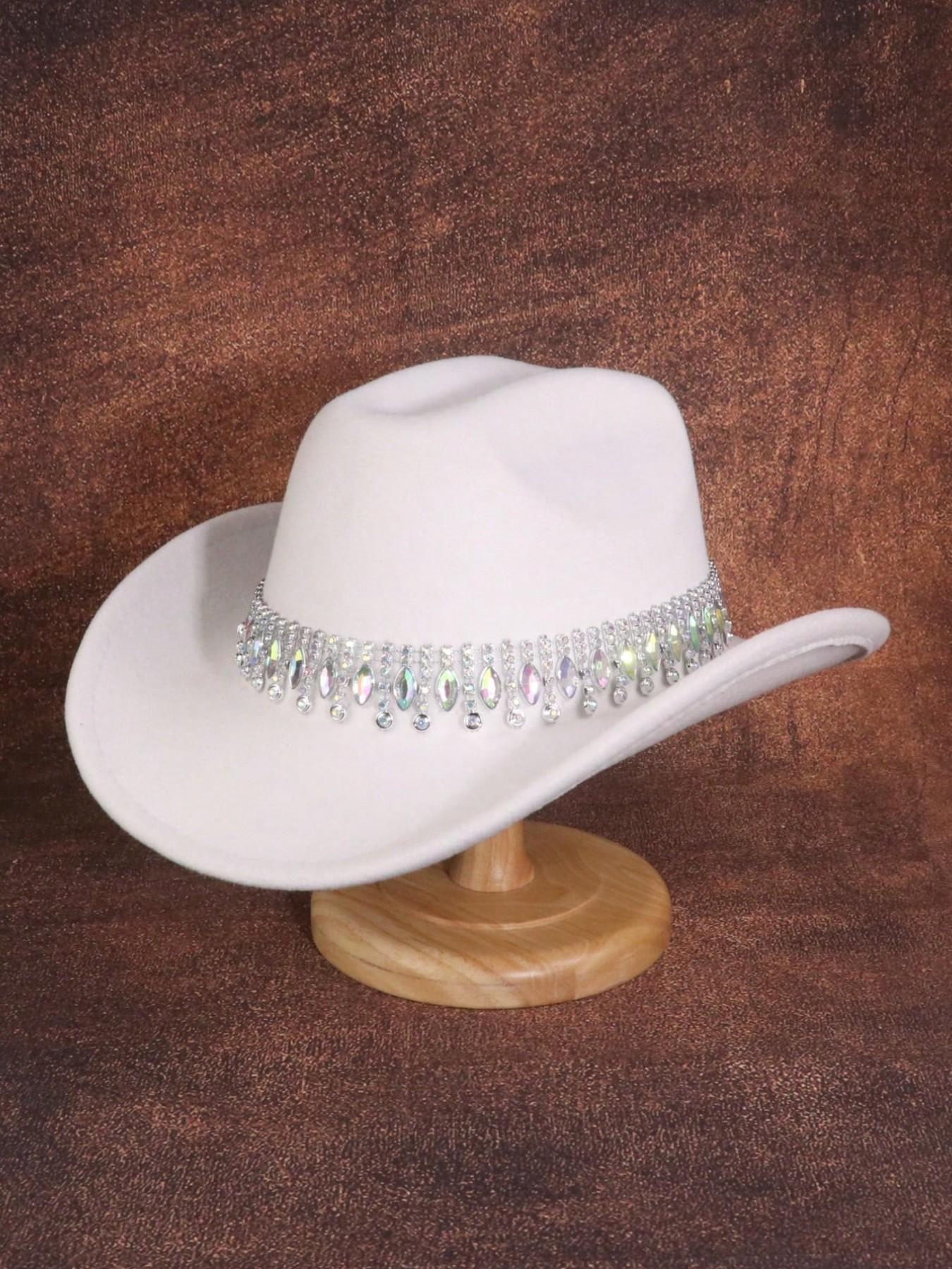 1PCS  Shimmering Rhinestone Cowboy Hat for Women, Lightweight Glittery Rhinestone Belt Cowboy Hat, Unique Wedding Party Outdoor Adventure Design