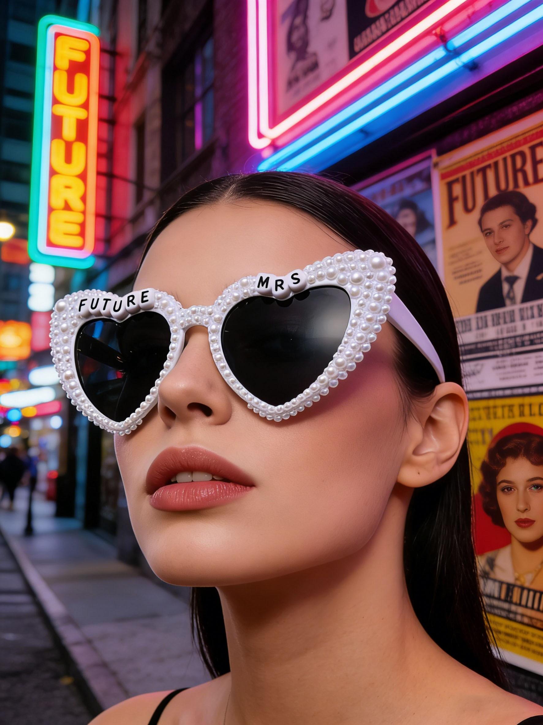 Future Mrs Pearl Heart Sunglasses, Perfect for Bachelorette Parties, Wedding Photoshoots, Stylish Sun Protection Glasses