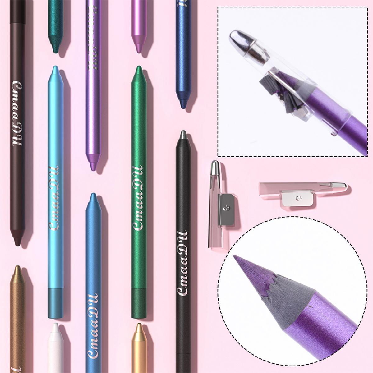 CmaaDu 12-Color Eyeliner and Lip Liner Set, 12-Piece Easy-Color Eyeliner Pencil Bundle, Multi-Use Lip and Eye Makeup Tool for Women and Girls