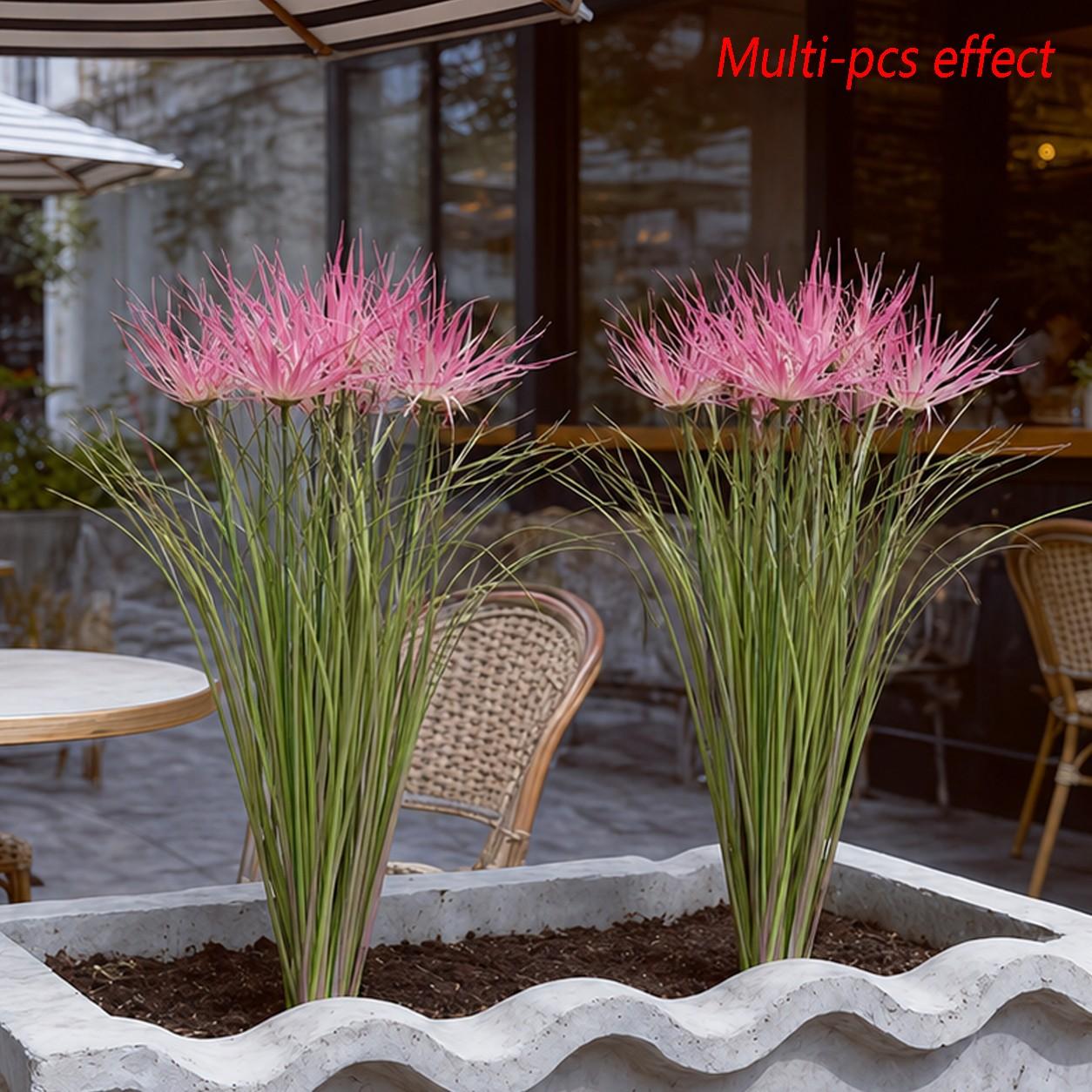 6pcs Realistic Artificial Flowers and Plants, Outdoor Greenery, Outdoor Fake Flowers, Spring & Summer Decor, Home, Office, Balcony, Patio, Porch, Garden, Lifelike Artificial Flower, Plastic Floral Plant
