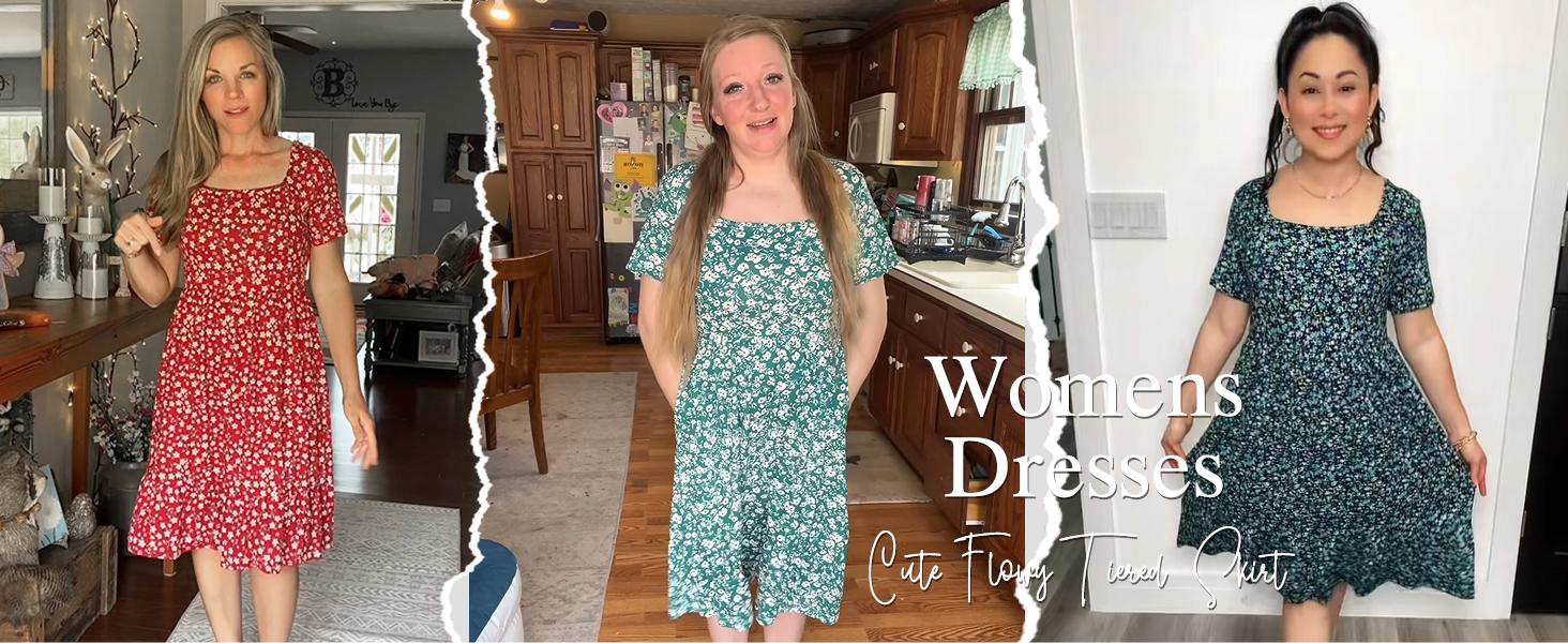 AUSELILY Womens Square Neck Dresses Ditsy Floral Print Short Sleeve A-Line Ruffle Empire Waist Sundress with Pockets 2026 Shortsleeve AUSELILY Womens Square Neck Dresses Ditsy Floral Print Short Sleeve A-Line Ruffle Empire Waist Sundress with Pockets 2026 Shortsleeve