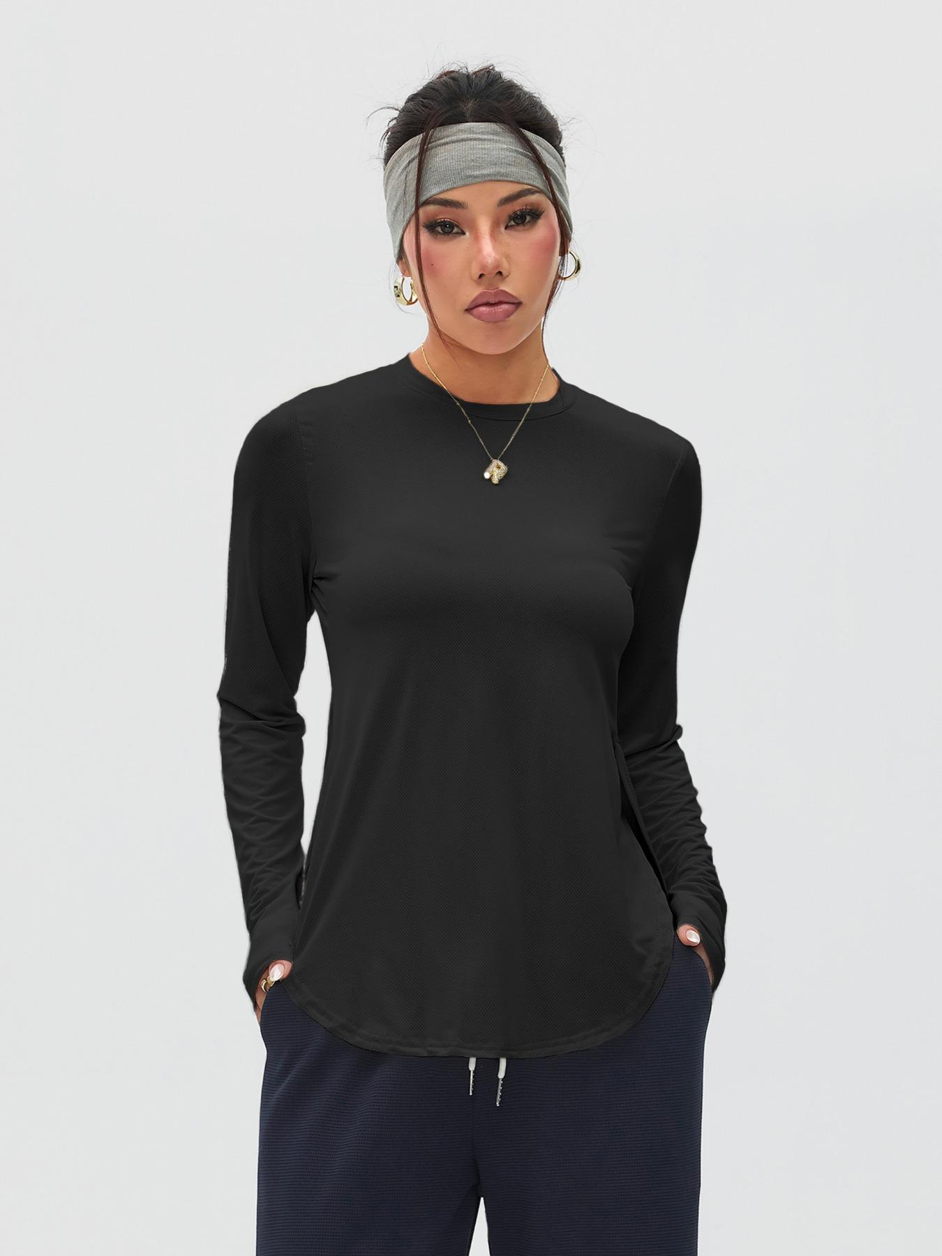 Women's High Elasticity Long Sleeve Breathable Mesh T-Shirt, Ideal for Gym Workouts Outdoor Hiking Cycling Yoga Running Base Layer Top, Fitness Running Tops, Athletic Yoga Tops