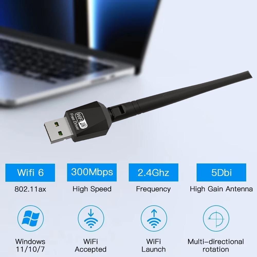 2 in 1 Wireless Adapter, USB Powered Wireless Adapter, Plug & Play High Speed Internet Adapter, No Driver Required, Compatible with Bluetooth-compatible & WiFi