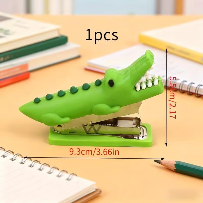 Cute Crocodile-Shaped Stapler, Decorative, Functional and Practical, Small Size, Ideal for Students and Office Use, Adorable Design Stationery Item, Office Accessories