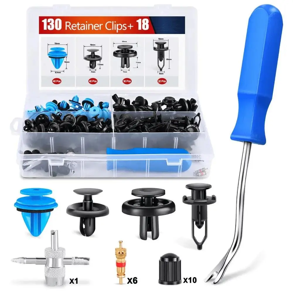 Nilight 148-Pcs Nylon Bumper Splash Shield Retainer Clips with Metal Inserts, Easy-Install Clip Set for Multiple Fits Automotive Fasteners