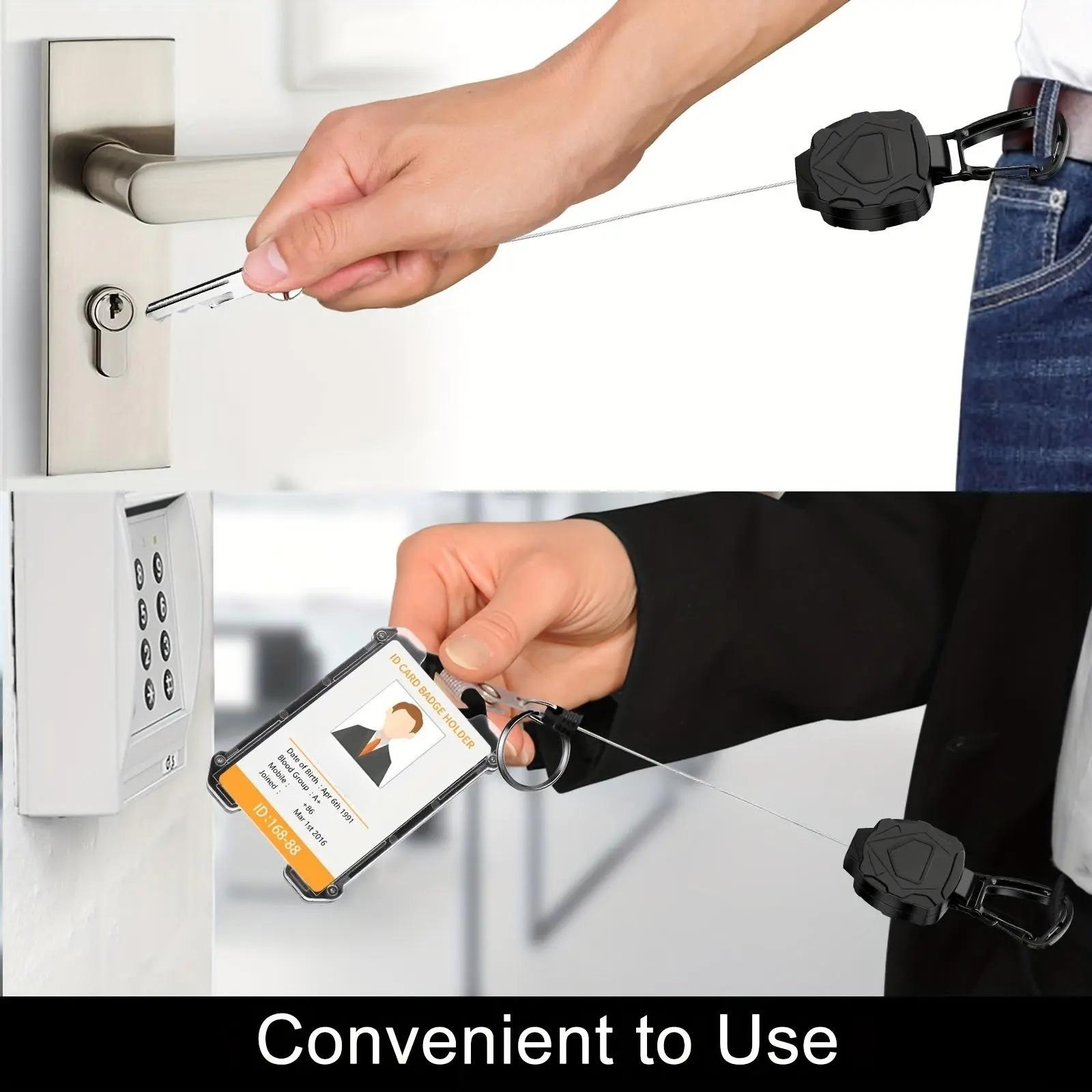 Retractable Heavy-Duty Badge Reel,Portable Hard Plastic ID Holder for Students and Workers, Id Badge Holders Retractable