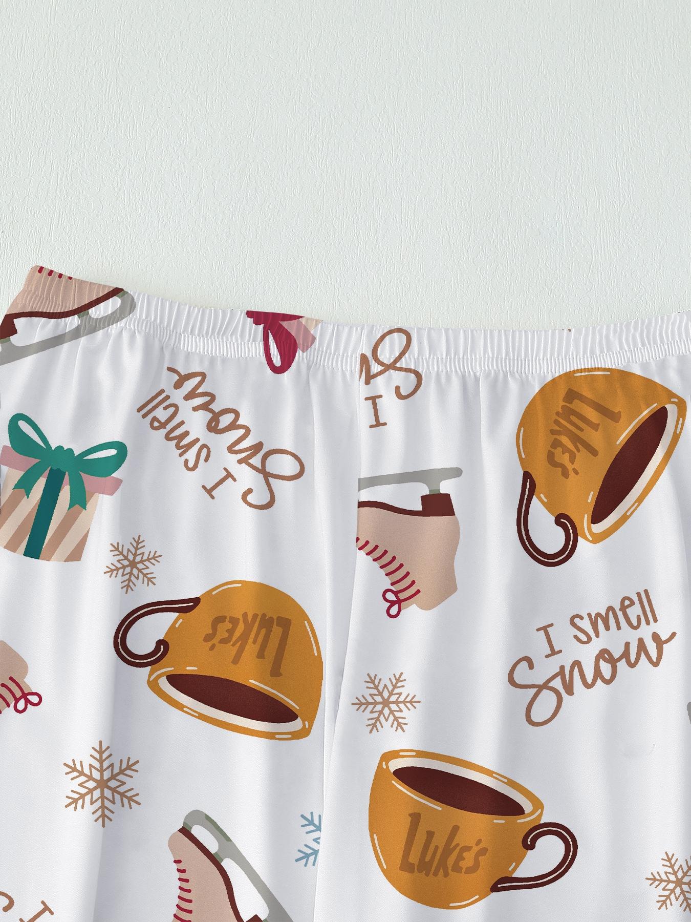 【Christmas Pajamas】Women's Christmas Pajama Set, Cozy Chic Long Sleeve Top & Elastic Waist Pants, Fitted Winter Sleepwear, Perfect Holiday Gift, Loungewear