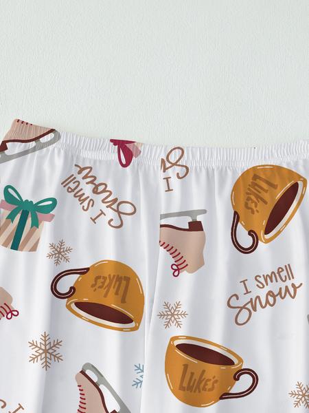 【Christmas Pajamas】Women's Christmas Pajama Set, Cozy Chic Long Sleeve Top & Elastic Waist Pants, Fitted Winter Sleepwear, Perfect Holiday Gift, Loungewear