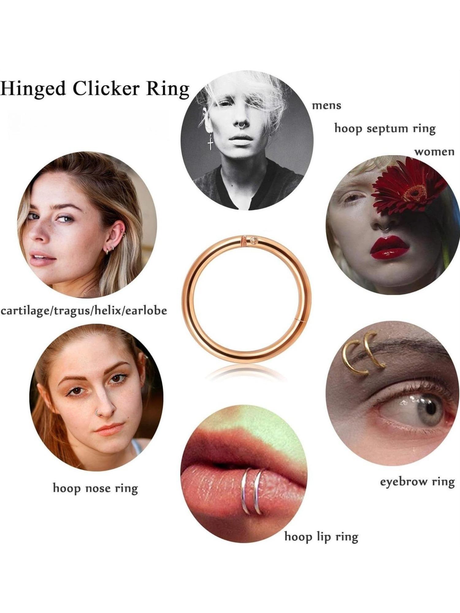 9 Pcs Aesthetic Rose Golden Piercing Pack Cute Heart Moon Flower Design with CZ Opal Hypoallergenic Stainless Steel Labret Studs Cartilage Hoops Must-Have Body Jewelry for Daily Festival Outfits