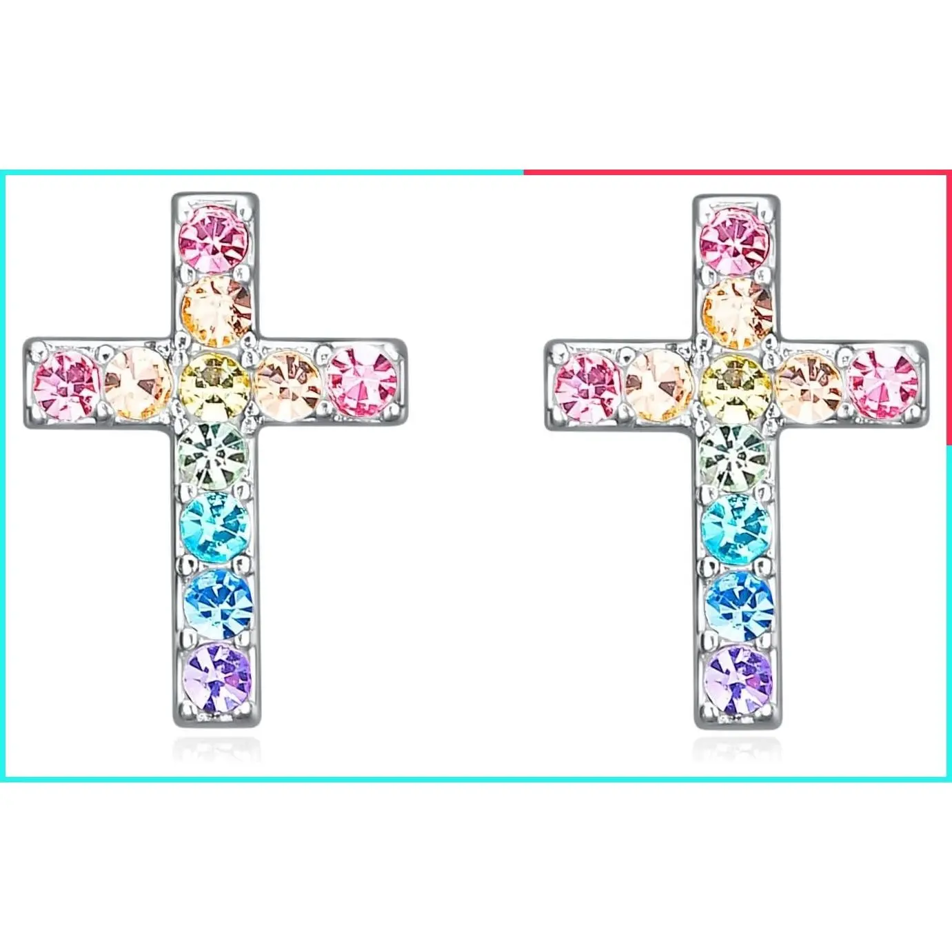 Initial Letter Cross Stud Earrings for Women, Cute Cross Earrings Jewelry Gift