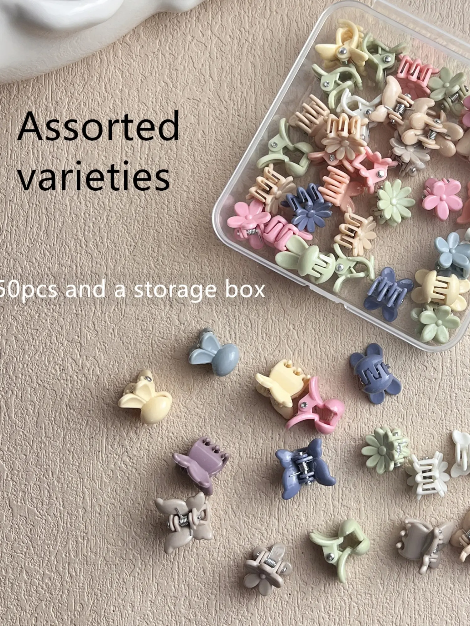 50Pcs Small Matte Hair Claw Clips, Mini Clips for Girls Women - Cute Tiny Claws for Thin Hair, Strong Grip, Neutral Color for Birthday, Christmas, Party Gifts