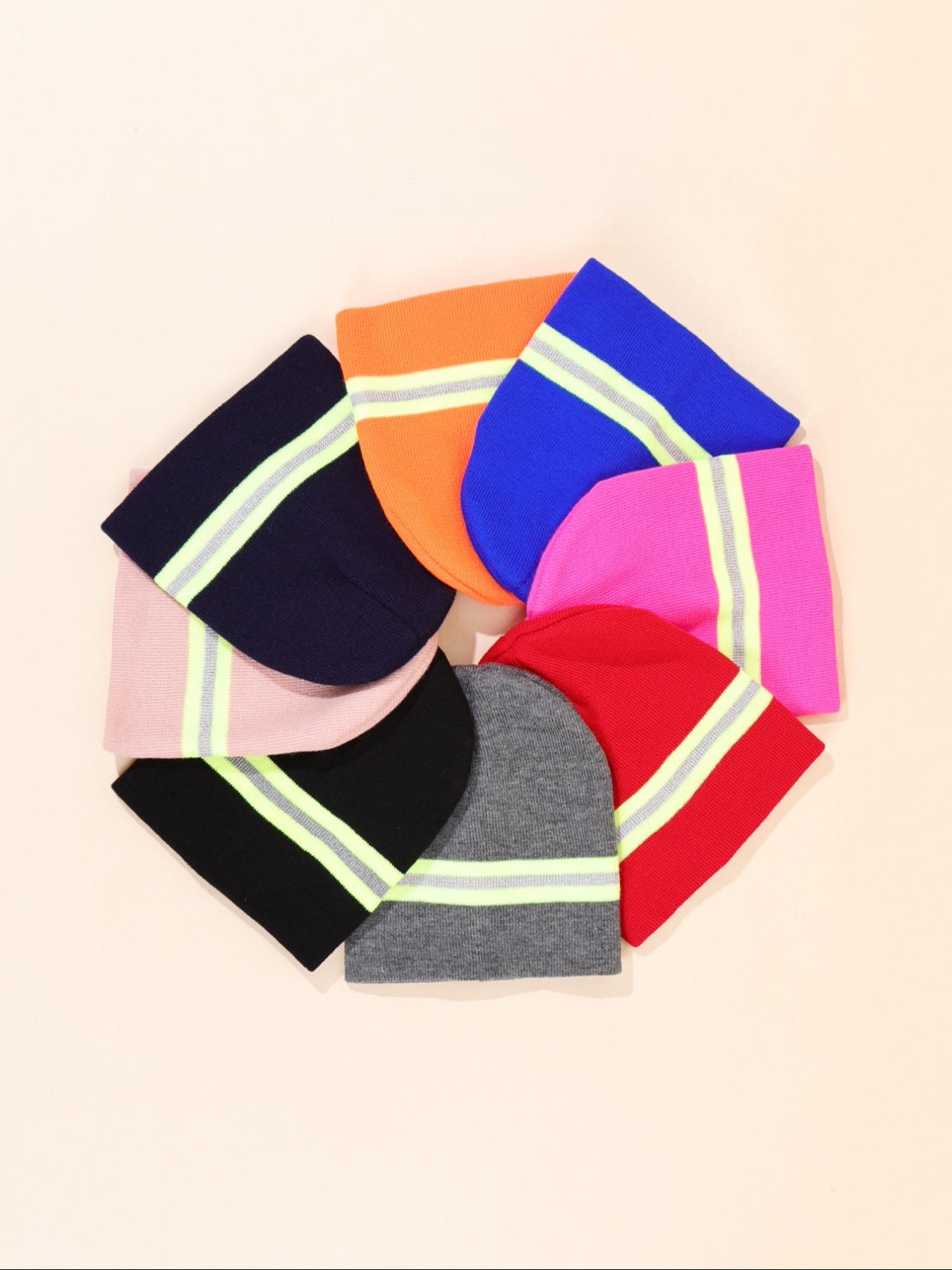 Cold Weather Beanie with Reflective Strips, Fitted Stripe Design for Men & Women, Ideal for Running Hiking Cycling, Fall/winter Essential