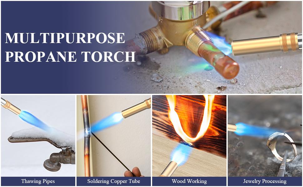 Propane Torch Kit,Mapp Gas Torch with Included Holster,Trigger Start 5' Long Hose,Adjustable Flame Torch Kit,Soldering Torch for Welding Soldering Brazing