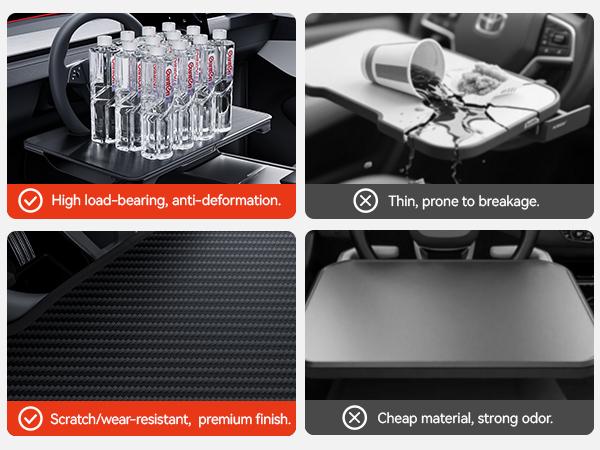 YONZEE 2-in-1 Car Steering Wheel Desk Tray & Car Seat Gap Filler Organizer – Foldable Carbon Fiber Look Table for Laptop, Eating Food, Writing – for Standard Round Steering Wheels