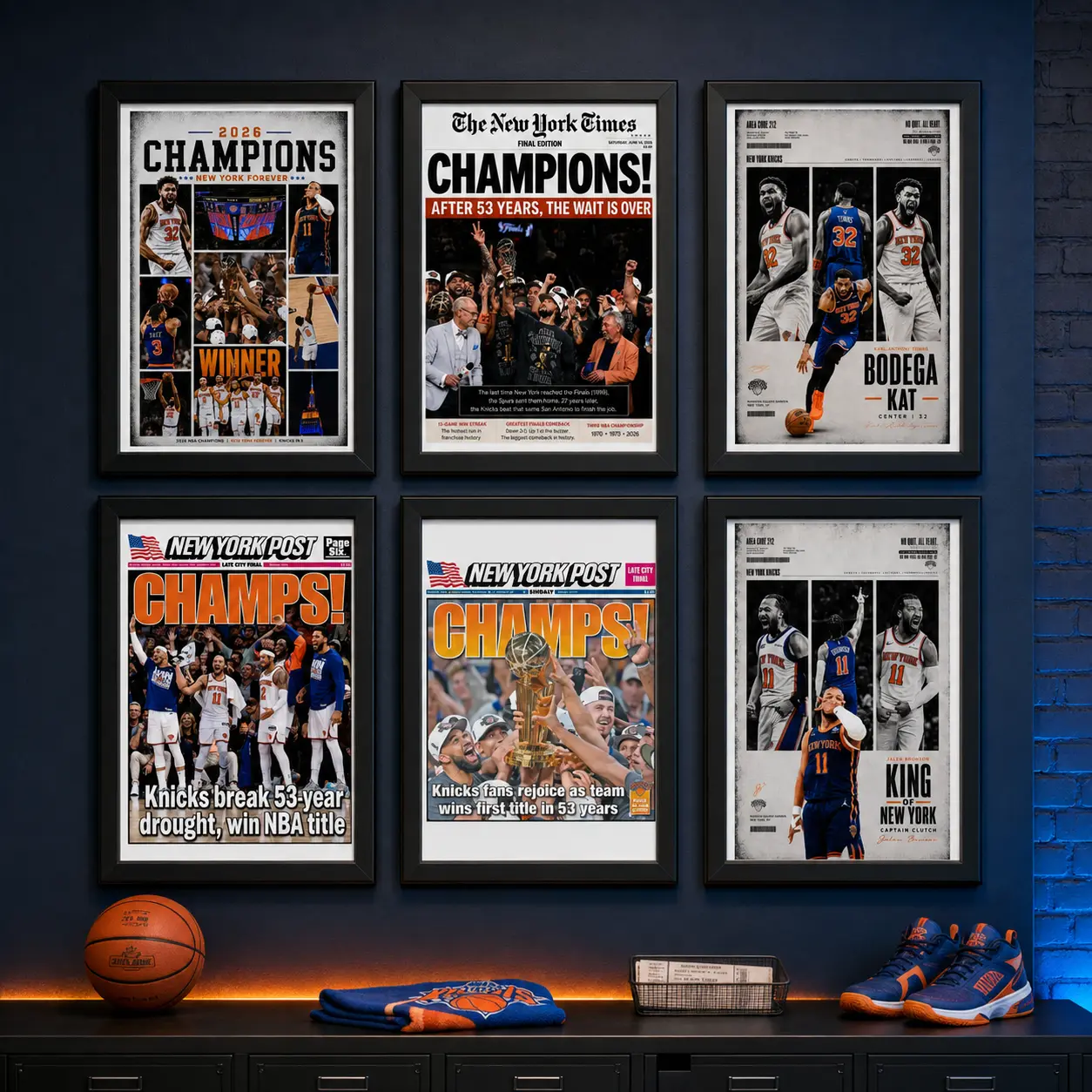 2026 New York Knicks NBA Finals Champions Canvas Wall Art, Basketball Season Schedule Poster, Vintage Sports Aesthetic Decor for Bedroom Living Room Office Man Cave Game Room or Bar, New York Basketball Collector Gift for Fans, Modern Unframed HD Print
