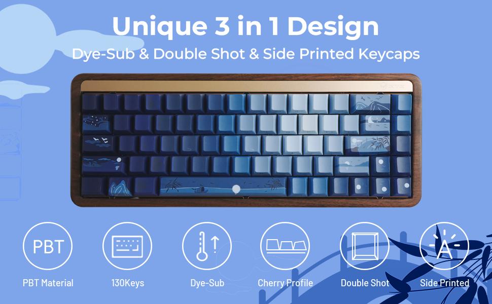XVX Moonlight Cherry Profile Side-Print Shine-Through Dye-sub PBT Keycap Set (131-Key)
