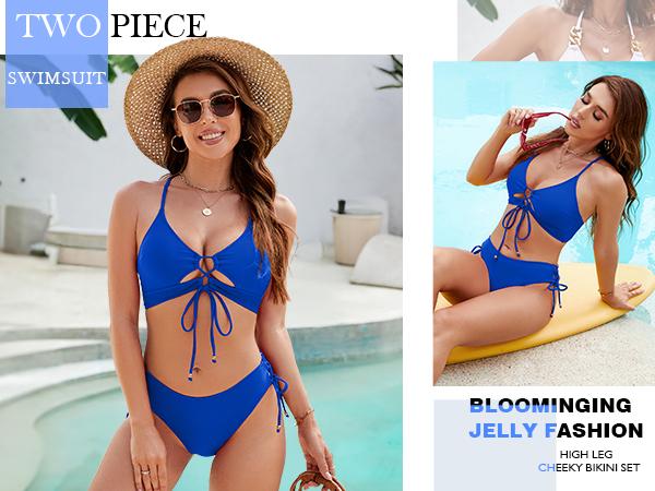 Blooming Jelly Curvy Cutout String Bathing Suit Womens Two Piece Bikini Sets Blooming Jelly Curvy Cutout String Bathing Suit Womens Two Piece Bikini Sets