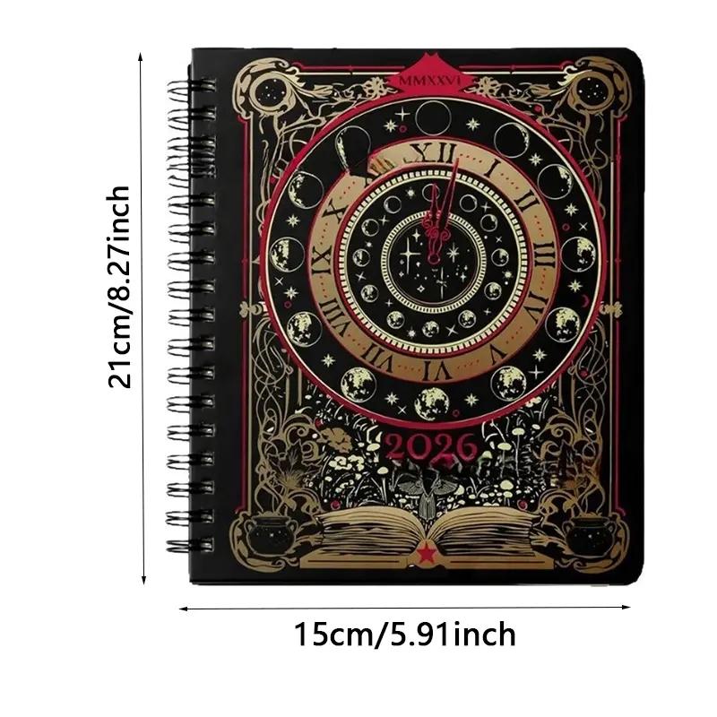 2026 Magic Clock Moon Phase Weekly Planner Notebook, Academic Planner, Gothic Vintage Journal, Mystery Enthusiast Daily Management Diary, Christmas Gift