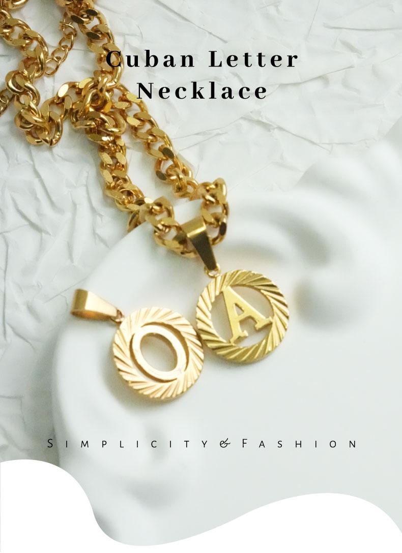 GGIRL Cuban 18K Gold Plated 26 letter Necklace Initial A-Z Cuban Link Chain Necklace for Men Boys Women ,Dainty Trendy Threaded hollow out Letter Pendant  Necklace