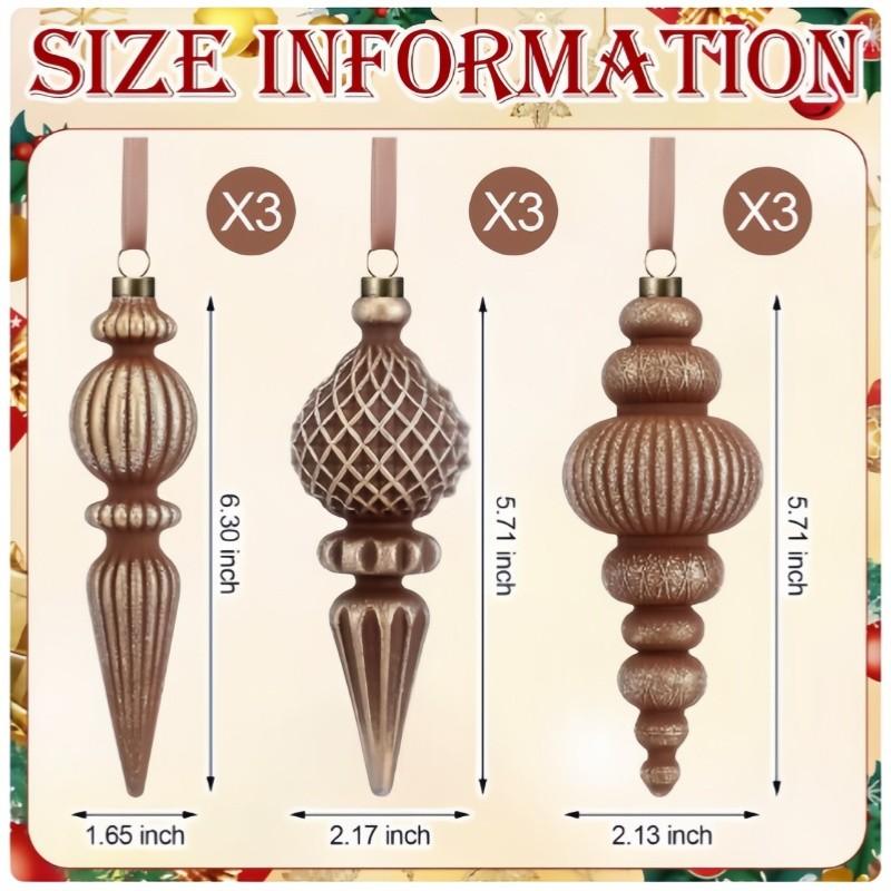 9pcs Vintage Christmas Balls, Hanging Ornament Decorations, Festive Scene Setup, Retro Holiday Accessories, Perfect for Christmas Celebrations