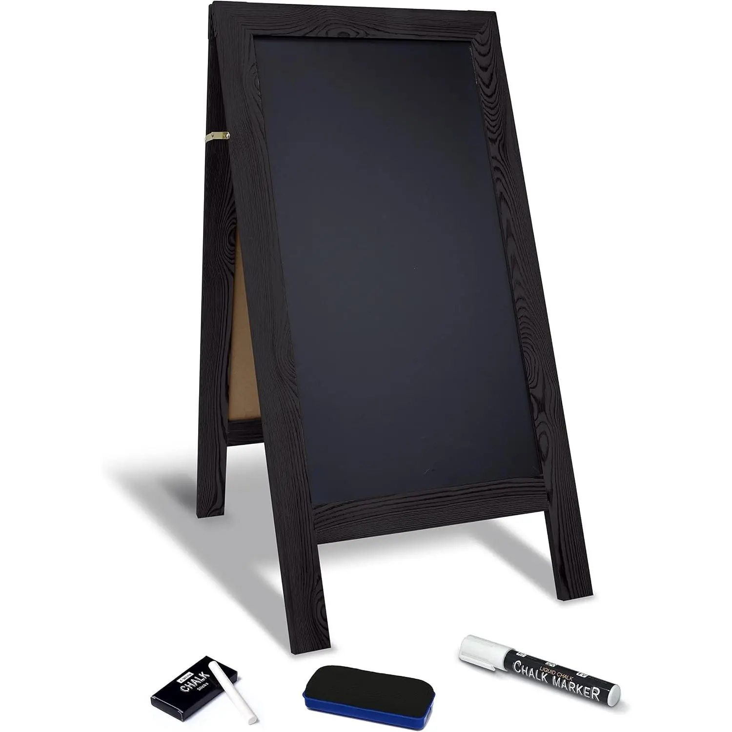 Magnetic A-Frame Chalkboard Sign, Extra Large 20" x 40", Standing Chalkboard Easel, with Chalk Marker + Chalk & Eraser, Sandwich Board Outdoor Sidewalk Sign,(Black)