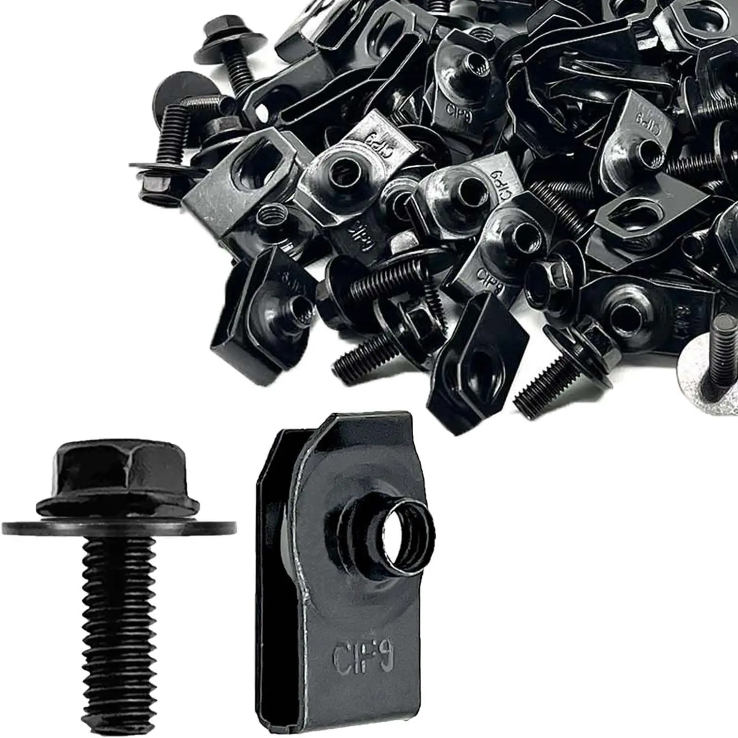 Metal Car Fastener Kit, Hex Head Body Bolts and Clips, Replacement Screws, Quick Install and Fix, for Fender, Bumper Repair, Various Cars, Auto Fastener Clip