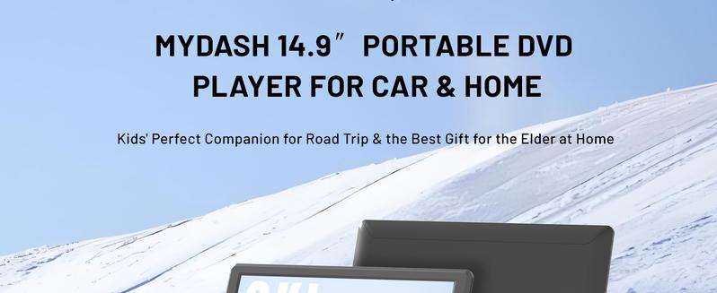 [Mydash] 14.9" Portable DVD Player, MYDASH CD player w/ 12.5" Swivel HD Screen, Audio player w/ Dual-Speaker, 6 Hours Rechargeable Battery, Region Free, Remote Control, Sync TV/CD/USB/SD Multi-Format Support,no blu-ray