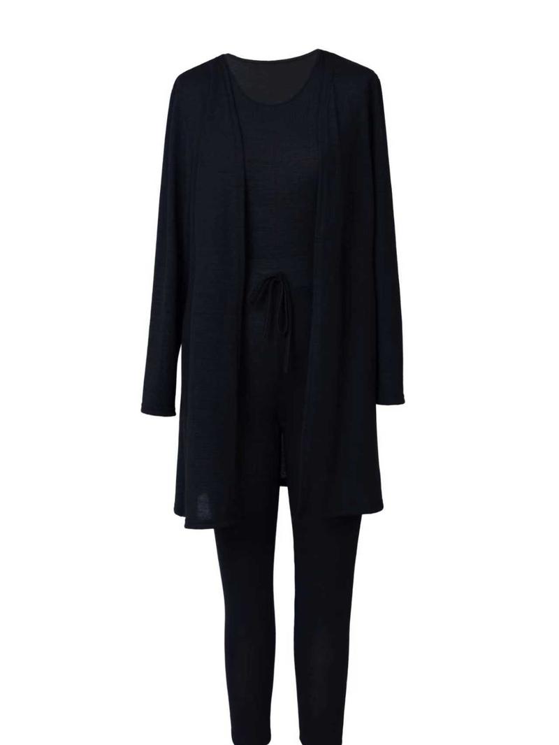 Women's Three-Piece Casual Set, Comfortable Knit Cardigan, Slim Fit Tank Top, High Waist Pocket Pants, Soft Spring Fall Winter Home Wear Women's Three-Piece Casual Set, Comfortable Knit Cardigan, Slim Fit Tank Top, High Waist Pocket Pants, Soft Spring Fall Winter Home Wear