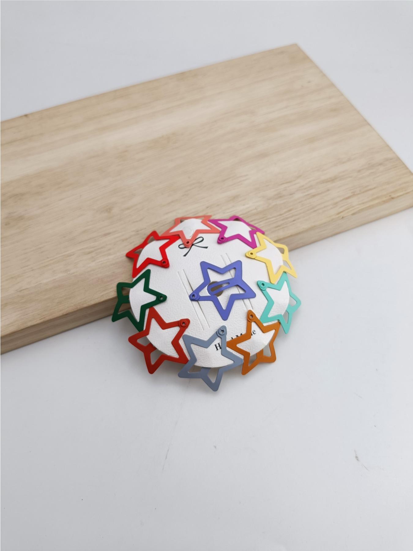 1 Pack Of 10, 3.2cm Star-Shaped Bb Clips, Made Of Durable Metal With A Matte Finish For A Premium Look. The Hollow Design Is Lightweight And Hair-Friendly, Effortlessly Adapting To Various Scenarios Such As Commuting, School, And Dates