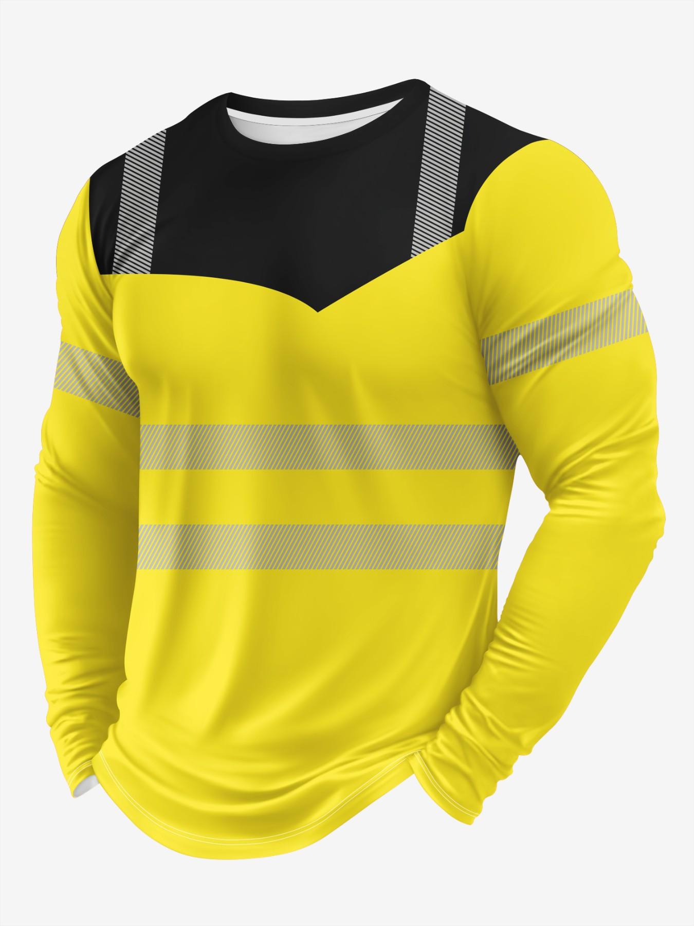 Men's Long Sleeve T-Shirt, Tops, Classic Workwear Style 3D Print, Sporty Casual Round Neck, Breathable Polyester Fabric, Slim Fit, Outdoor Comfort, Athletic Fitted Breathable, Casual Breathable Design