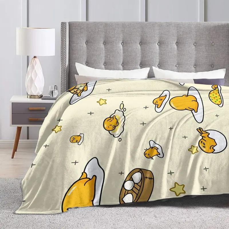 Gudetama Lazy Egg Flannel Throw Blanket - Super Warm Winter Blanket for Kids' Bedrooms, Sofa Cover, Ideal Holiday/Birthday Gift for Family, All-Season Cozy Home Decor