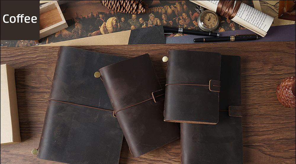 100% Genuine Leather Journal Refillable Travel Notebook Retro DIY Handmade Diary Sketchbook School Office Gift Customized
