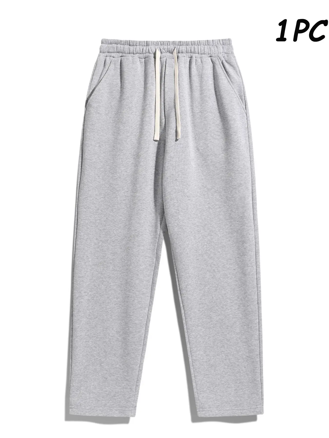 Men's Regular Fit Solid Adjustable Drawstring Waist Sweatpants, Casual Pocket Design Pants for Fall & Winter, Men's Trousers for Daily Wear, Everyday Sweatpants