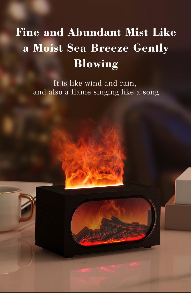 Fireplace Scent Diffuser Humidifier, Aromatherapy Humidifier, Flame Atmosphere Light, Waterless Power Protection, Fine Mist & Coarse Mist Output, Quiet Operation