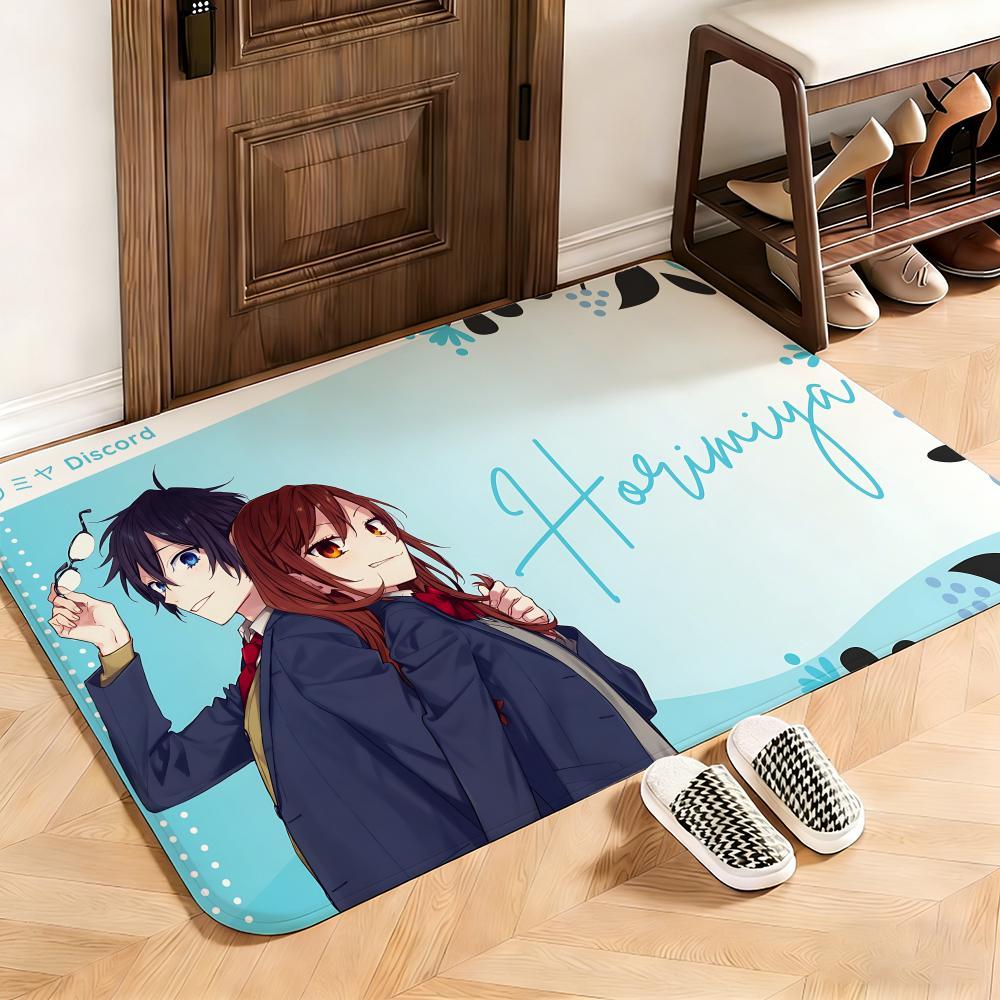 Romance Horimiya Floor Mat This soft flannel mat provides a cozy Soft flannel mat with quick water absorption, non-slip and durable. Easy to clean, ideal for bathroom and entryway use.